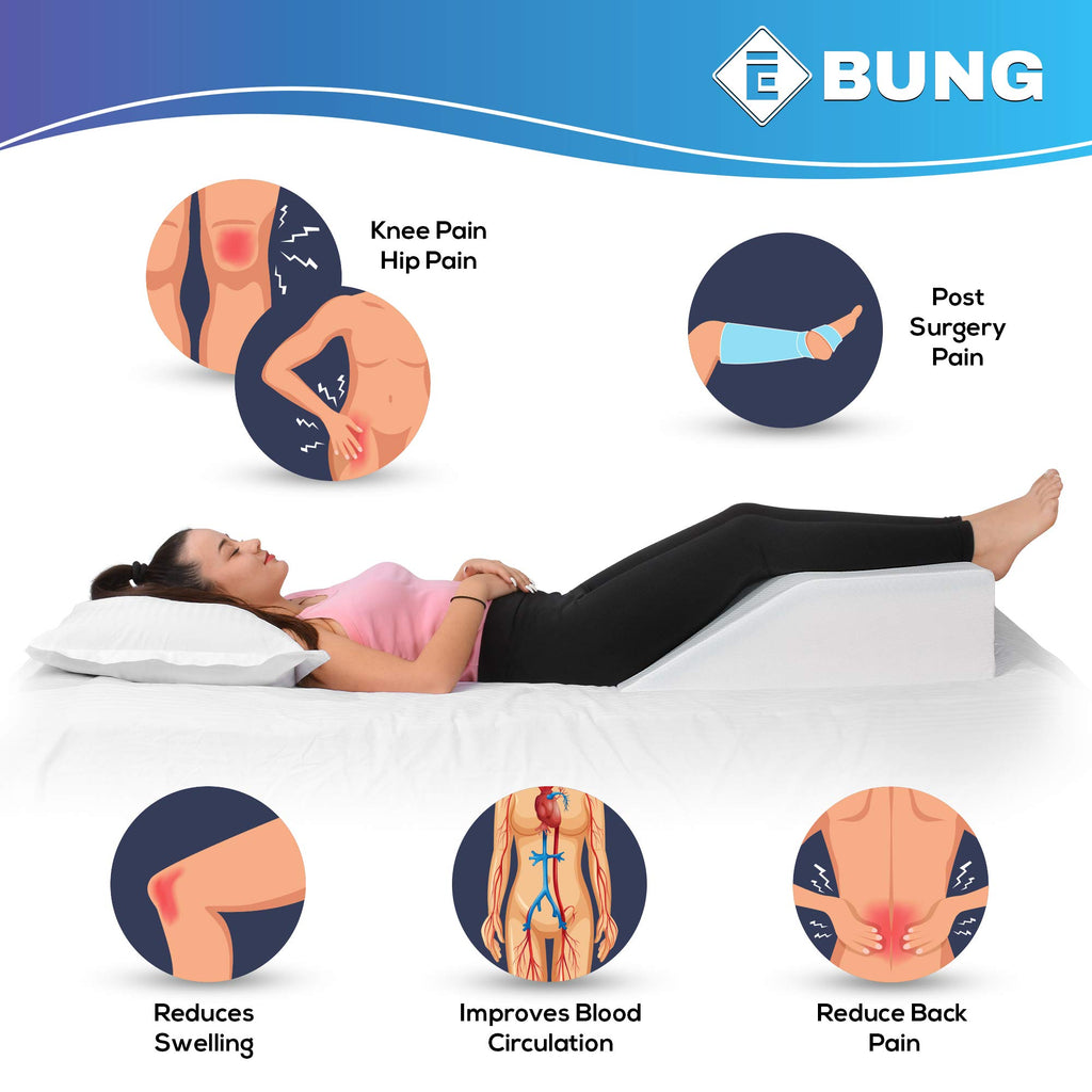 Leg Pillow Memory Foam - Cooling Gel Leg Elevation with Removable Cover for Swelling, Circulation, and Pain Relief