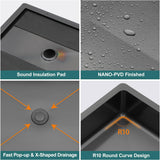 15 Inch Black Bathroom Vessel Sink, 15"x15" Black Vessel Sink Stainless Steel Above Counter Bathroom Sink 16 Gauge