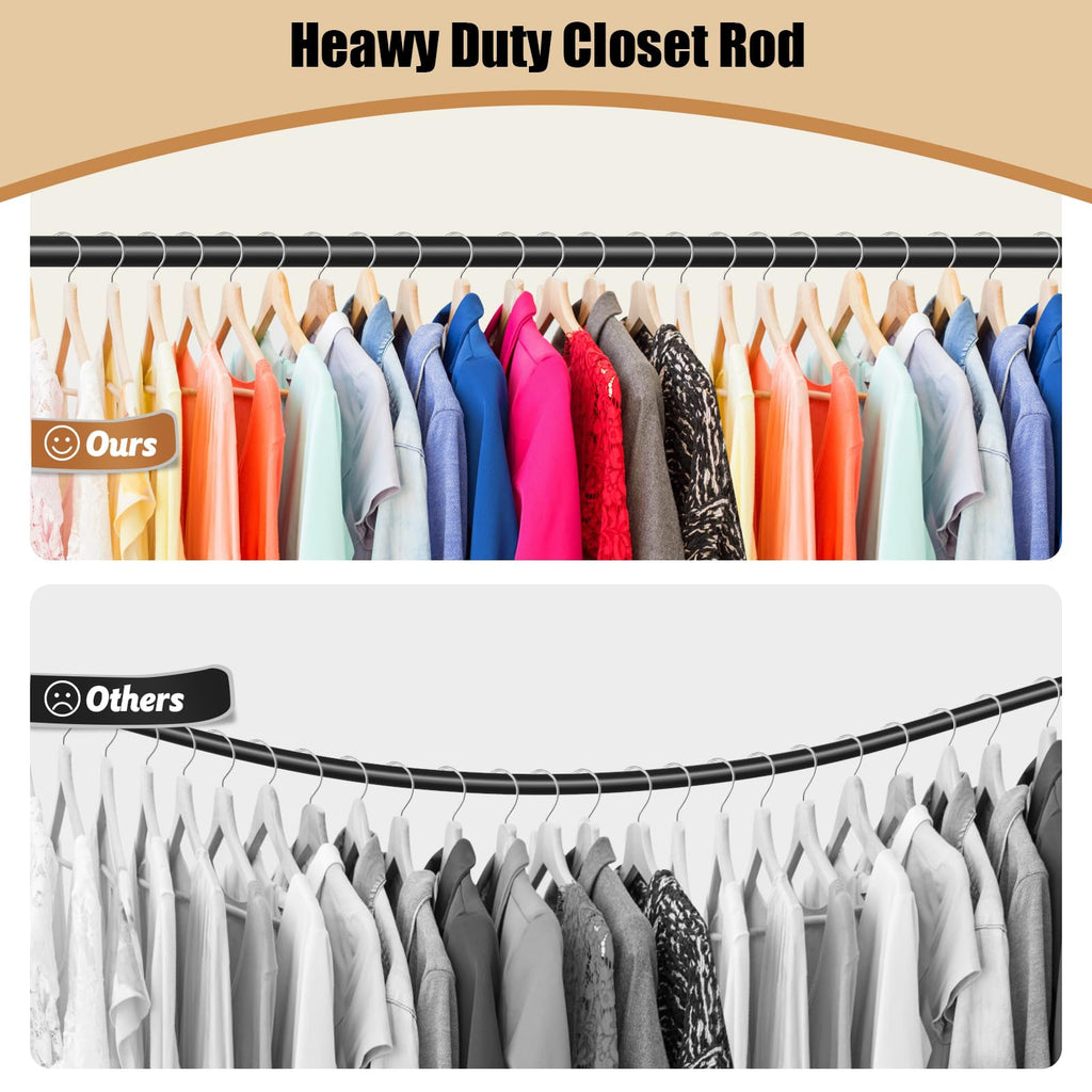 Closet Rod, 16 to 75 Inch Heavy Duty Adjustable Clothes Rod for Hanging Clothes and Heavy Duty Clothes Rod Bracket