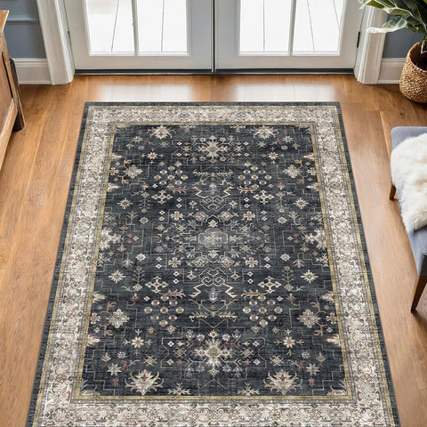 Large 3x5 Entryway Rug Indoor - Washable Non-Slip Low Pile Ultra Soft Area Rug