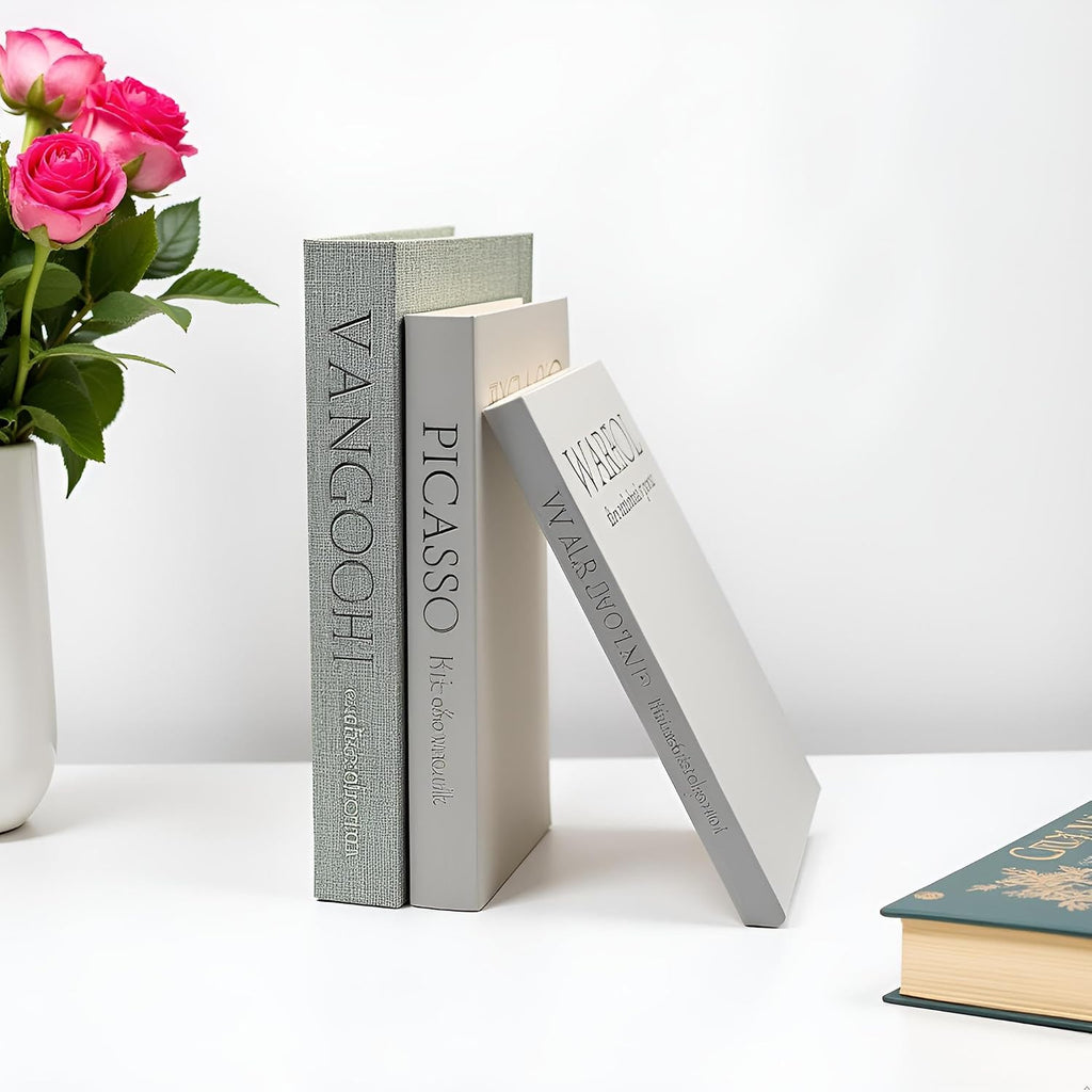 Decorative Books - Linen Faux Fake Books for Decor Aesthetic, Decorative Book for Coffee - Set of 3