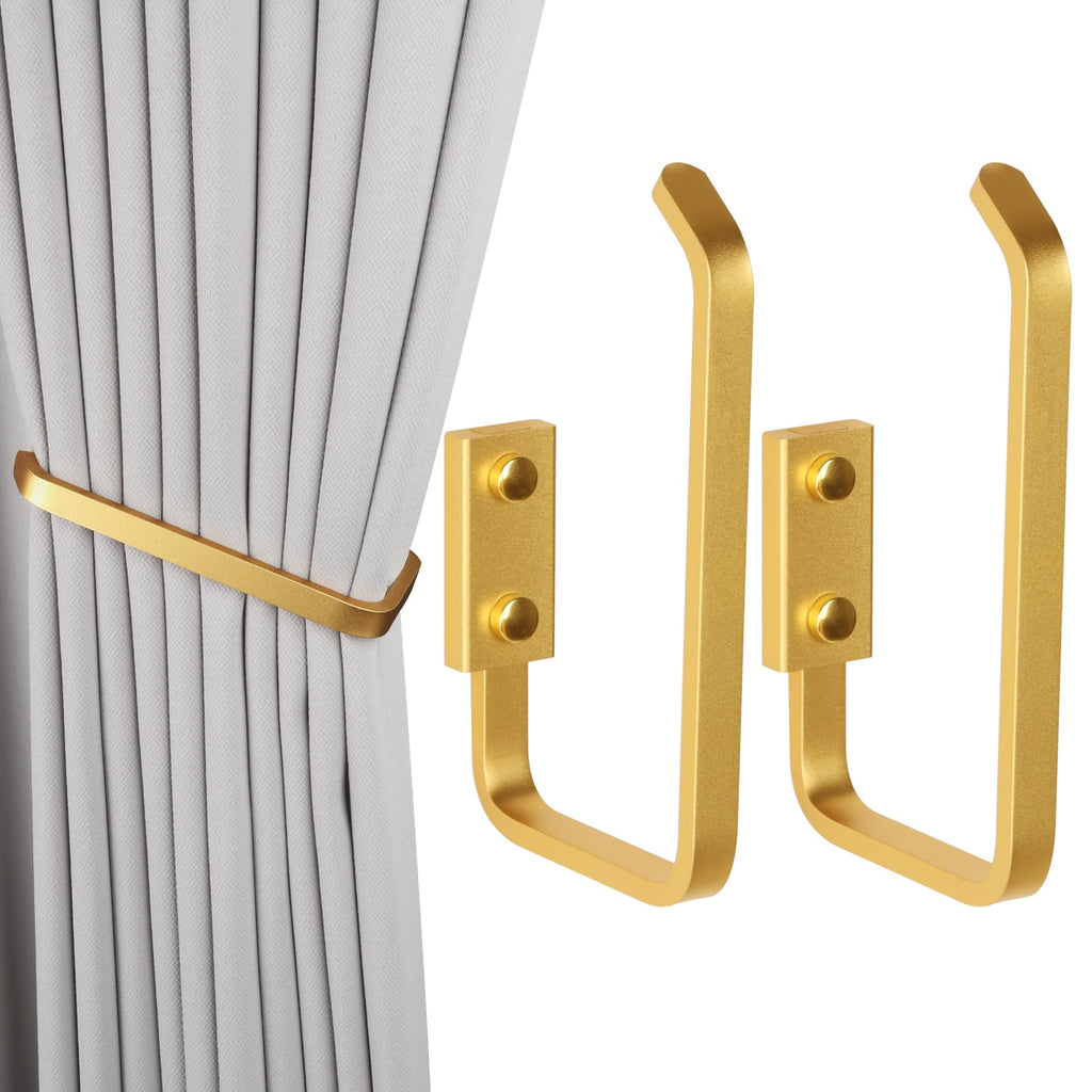 Curtain Tiebacks and Holdbacks, Curtain Holder, Gold - 2 Pack