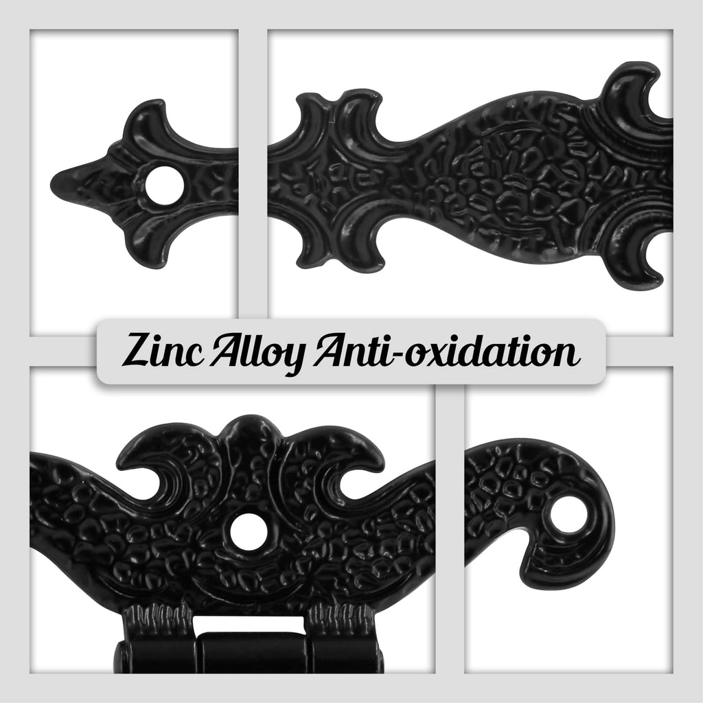 4Pcs Tee-Strap Hinges Heavy Duty Hinges Hardware Antique Black Decorative Gemel for Barn Door, Gate with Screws (4.33"