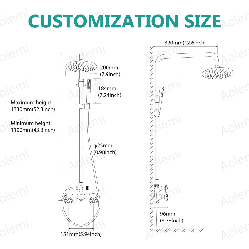 Outdoor Shower Kit 8 Inch Head with Handheld,Matte Black