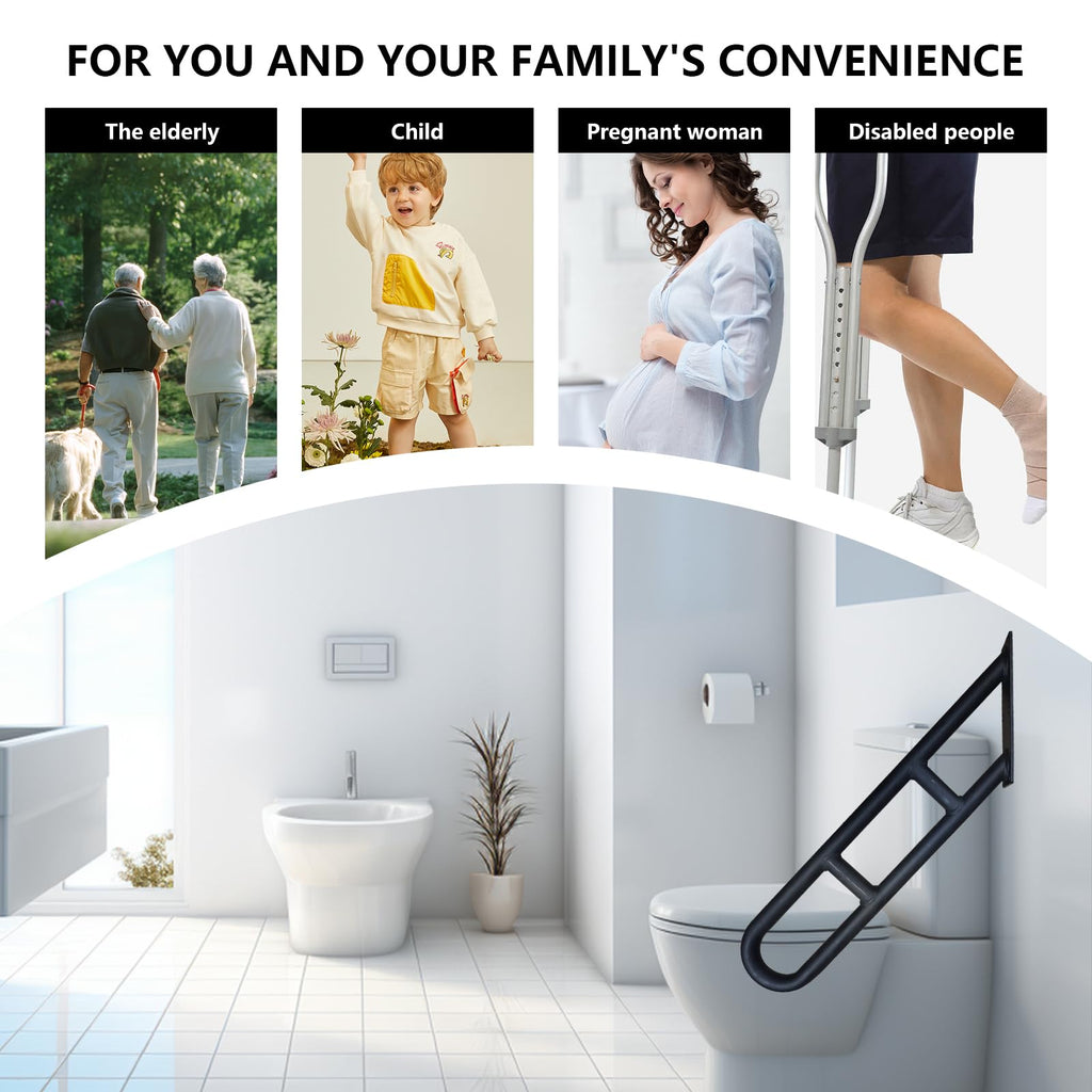 2 Pks U-Shaped Hand Railings for Steps, One Solid Piece Design, Heavy Duty Non-Slip Stair Handrails for 1-2