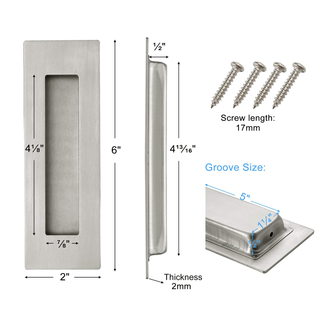 6 Inch Pocket Door Handles and Edge Pull Set, Pocket Door Hardware