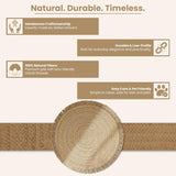 Hand Woven Jute Round Rug, Natural, Reversible Boho Entry Area Rugs