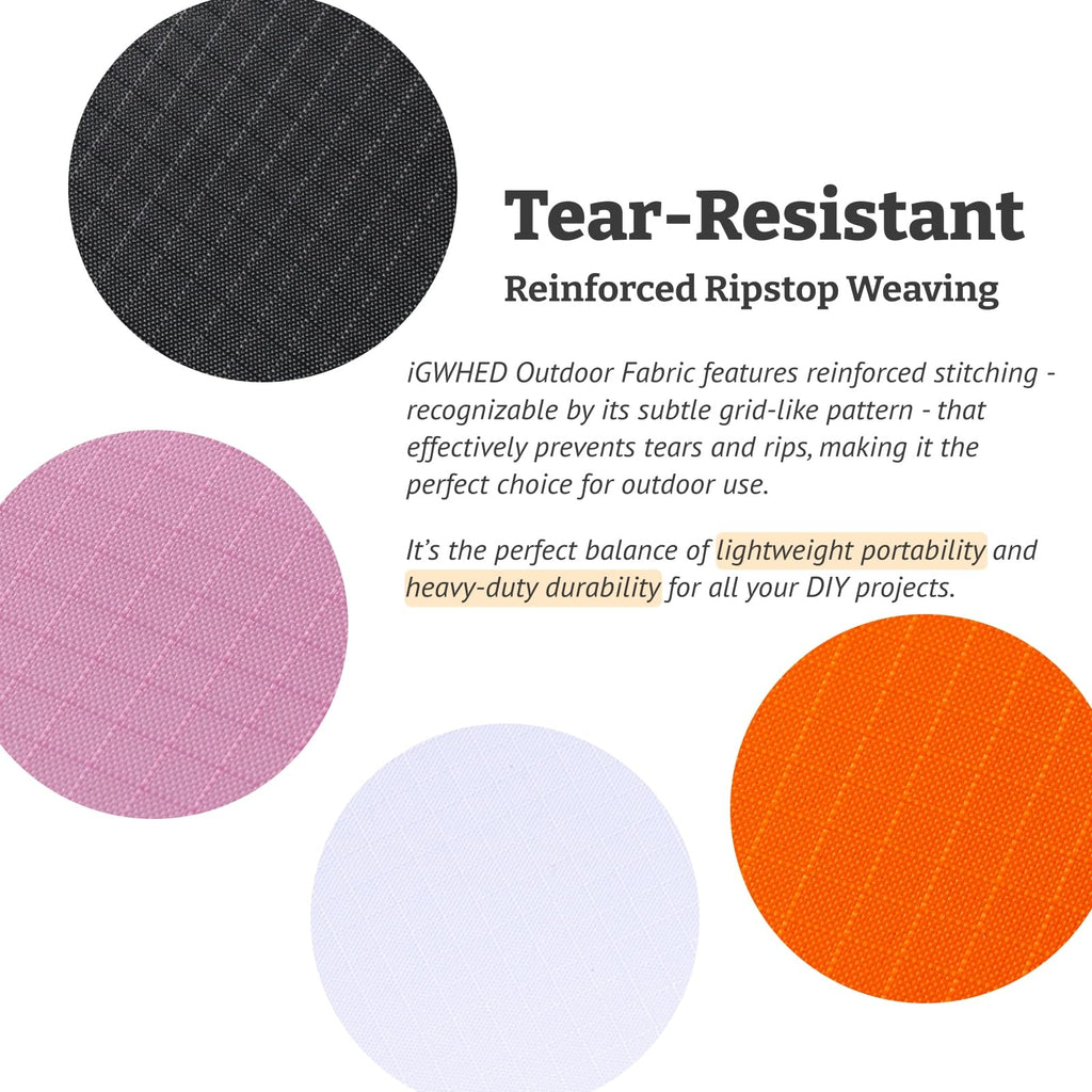 Outdoor Fabric by the Yard - White Ripstop Fabric - Water Repellent, Lightweight Polyester Fabric for Sewing, Covers