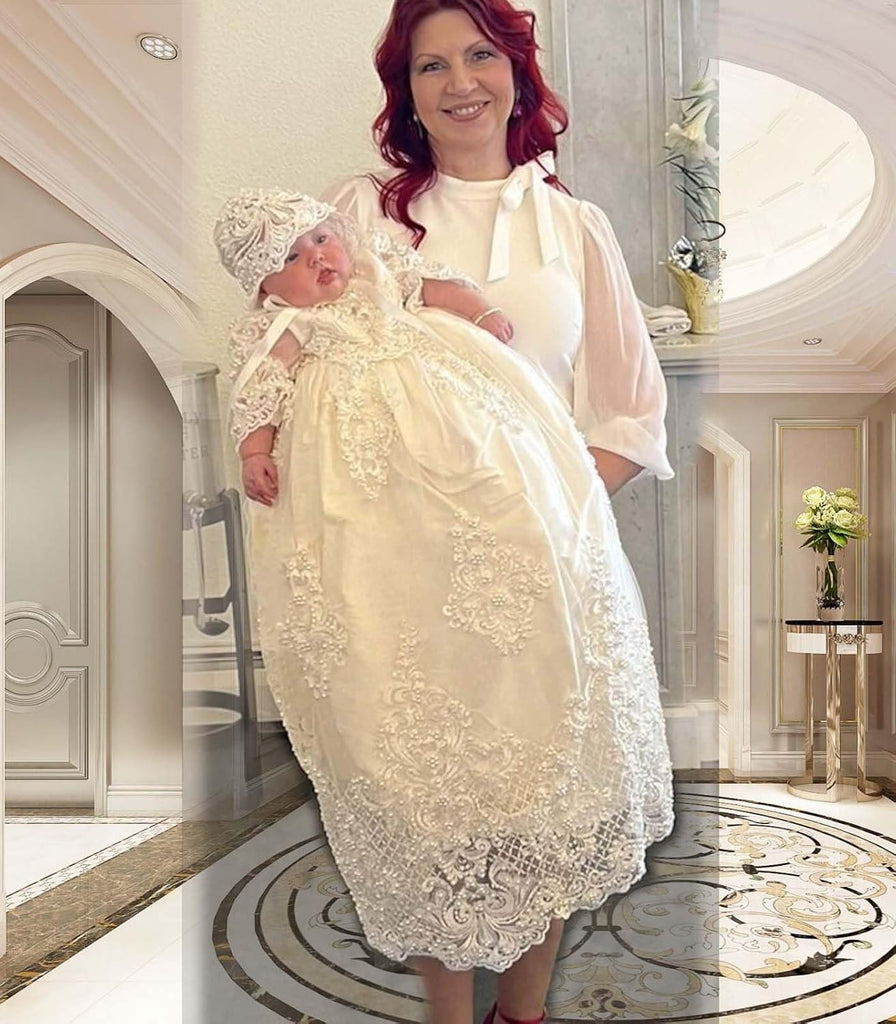 A full pearl dress for baby girl baptism dress
