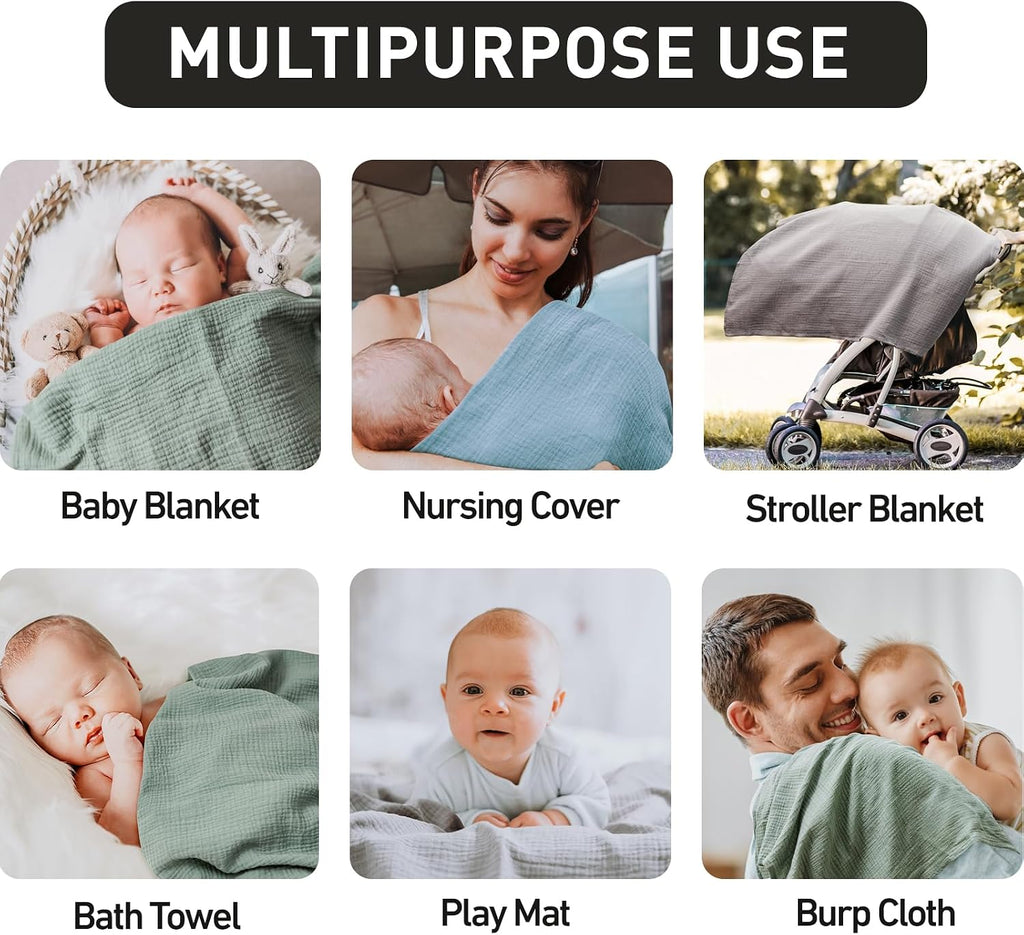 Muslin Swaddle Blankets for Boys and Girls, Pack Baby Blankets for Girl Boy, Receiving Blanket, Baby