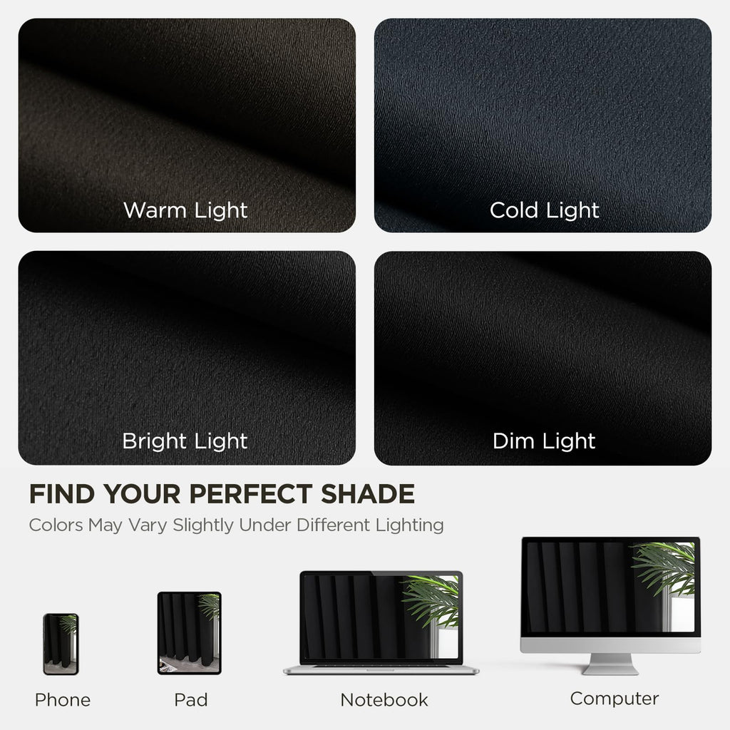 Blackout Curtains 120 Inch Long 2 Panels, Room Darkening Grommet Drapes, Thermal Insulated Black Out Drapes, Black