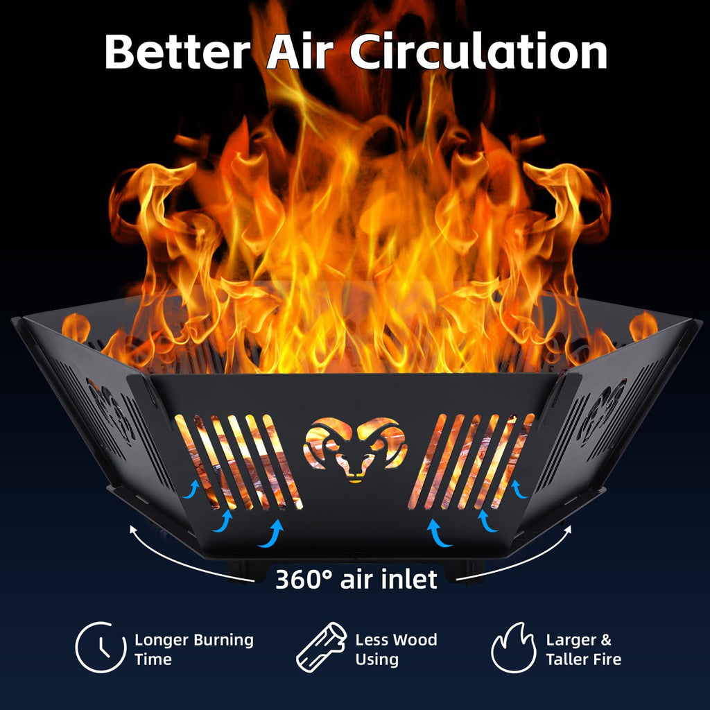 Portable Plug Fire Pit, 38.6" Collapsible Fire Pit, Black