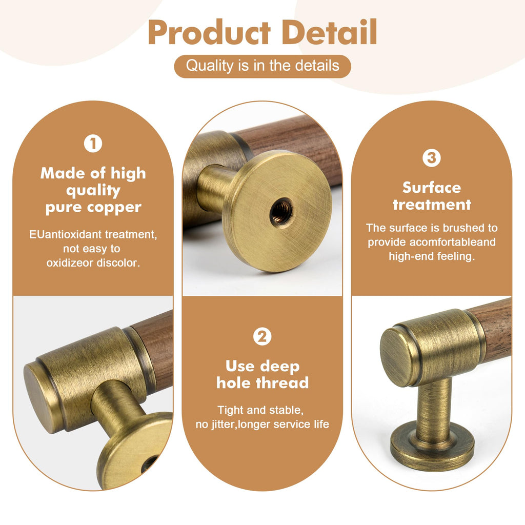3.75" Wood & Brass Cabinet Pulls, 5-Pack Cabinets