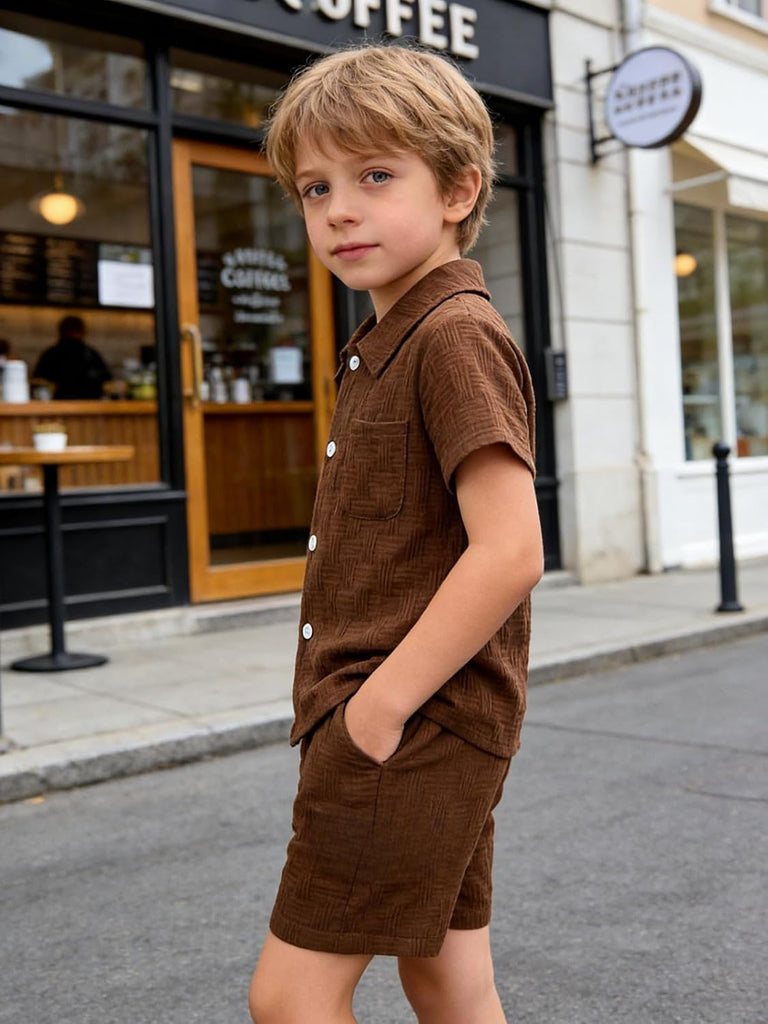 Years Toddler Boys Clothes 2 Piece Summer Outfit Short Sleeve Button Down Shirt Top and Shorts Set