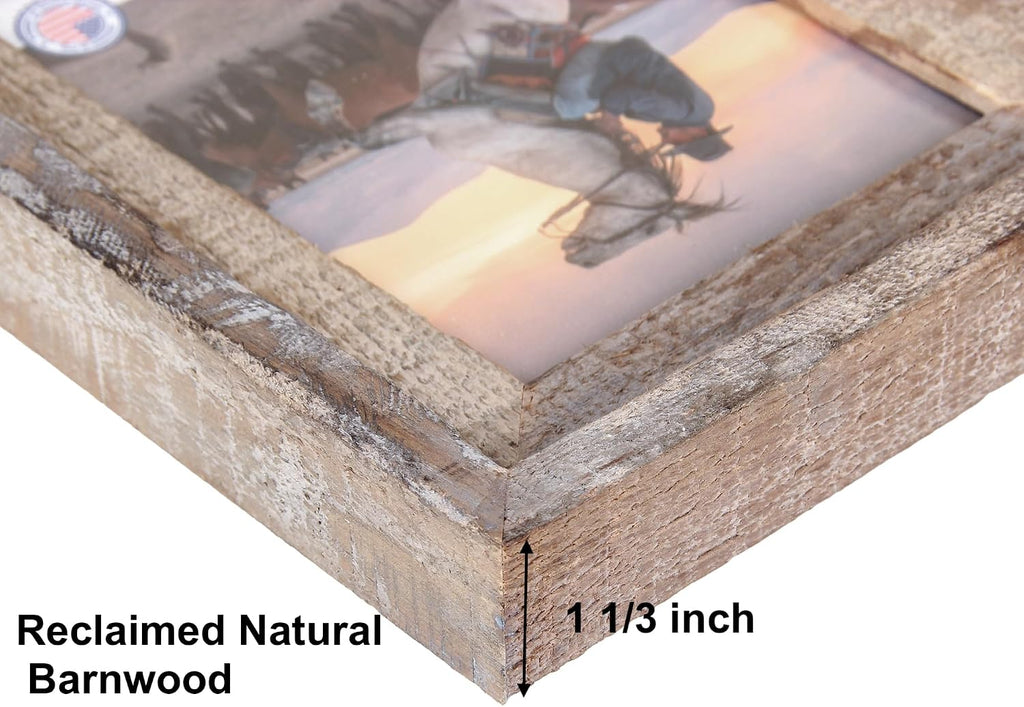 Rustic Barnwood Picture Frames 24x36 - Natural Reclaimed Wood Wall Hanging - Handcrafted Vintage Distressed, 1 3/4"