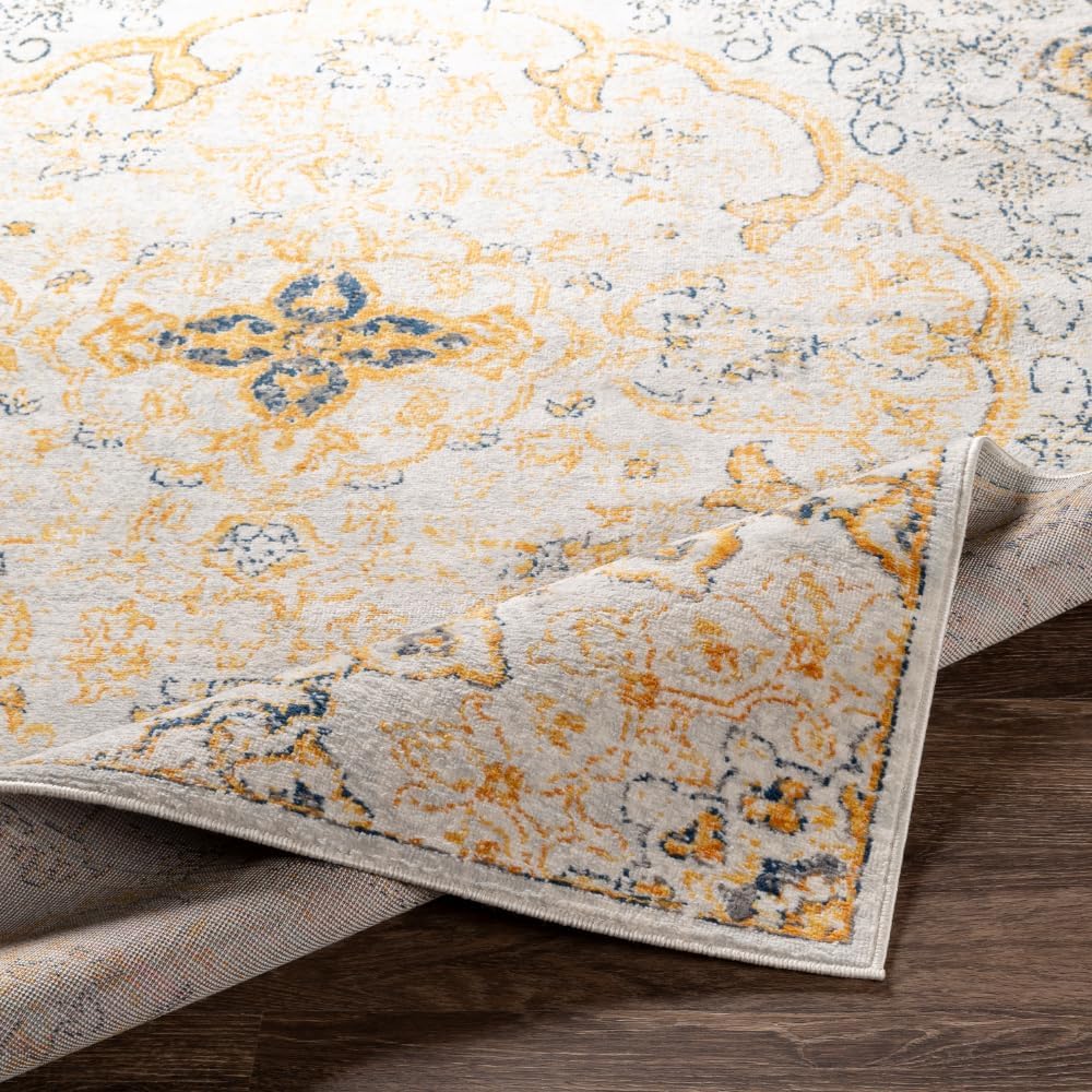 Lohena Vintage Medallion Area Rug,Yellow