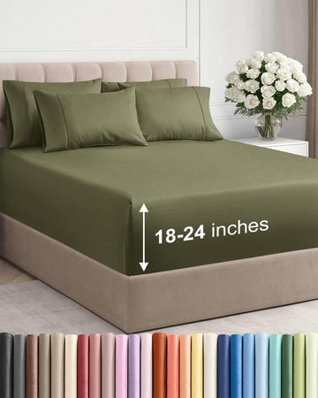 CGK Extra Deep Cal King Sheet Set - 6pc Cooling Sheets - Sage Green