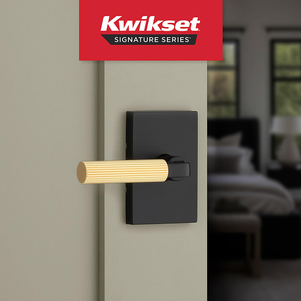 Mirada Reeded Interior Privacy Door Handle with Lock, Handle , Matte Black Satin Brass, Reversible Keyless Push