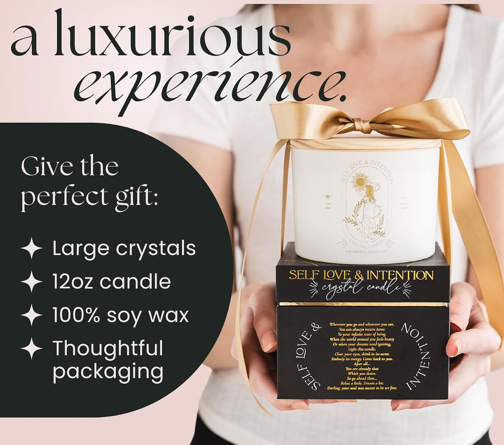 Large Crystal Candles for Women - 12oz Soy Candles that Crackle. Scented, Non-Toxic, Luxury Aromatherapy. - Set of 12
