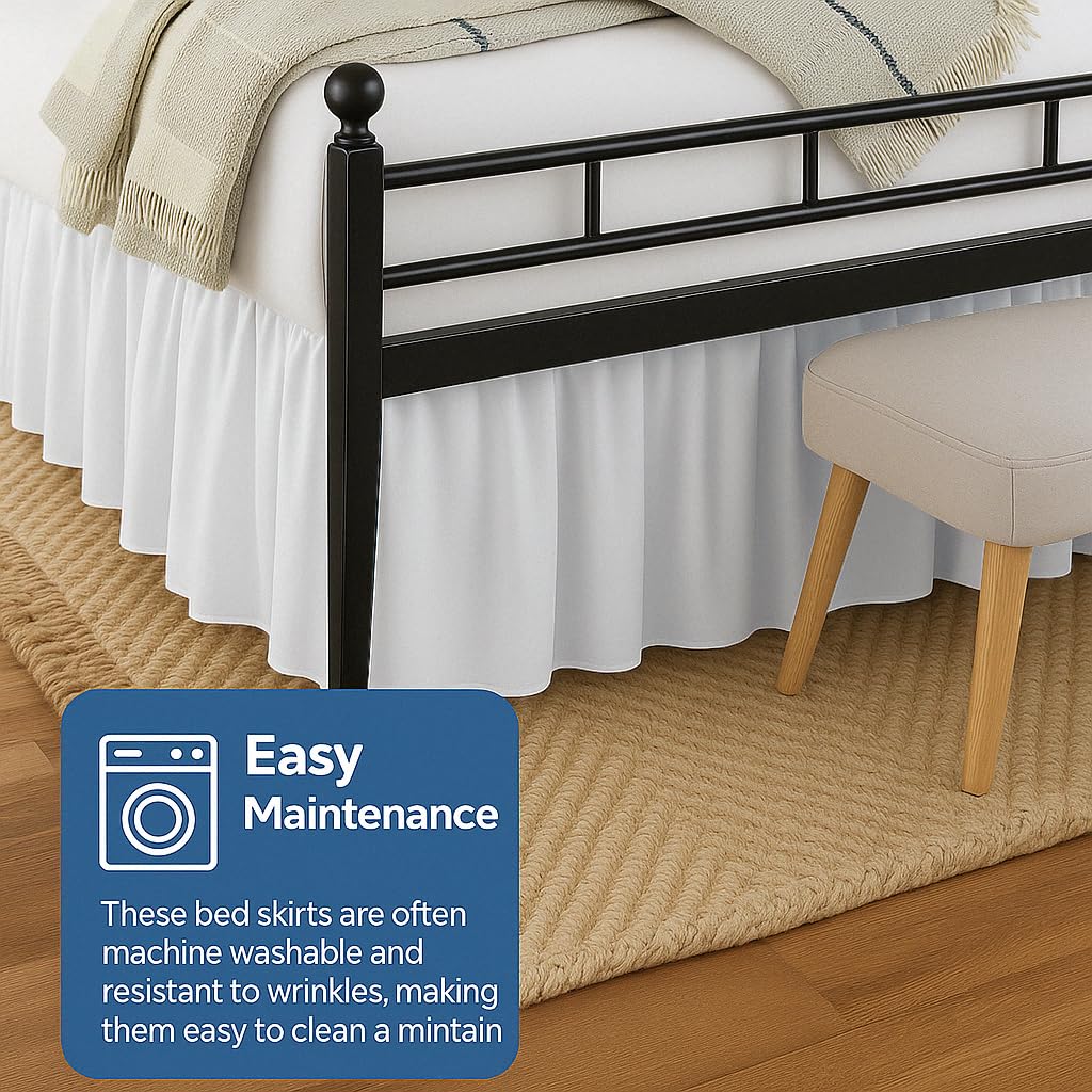 Ruffled Bed Skirt Split Corners with Platform, Tailored Fit Hotel Quality Wrinkle Free Ultra-Soft Microfiber Gathered