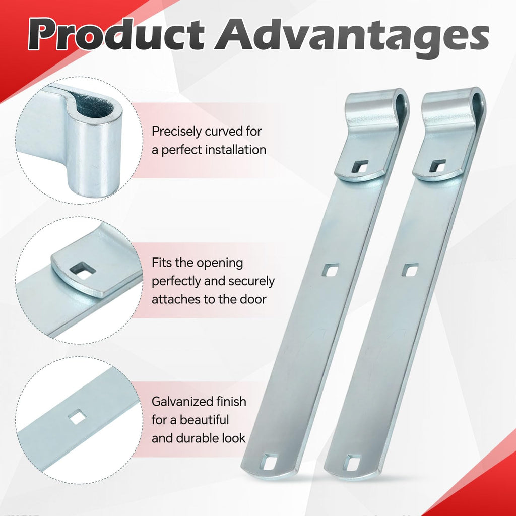 2 Sets 12'' Zinc Strap Hinge for Gates, Heavy Duty Gate Strap Hinge Zinc Plated with L-Screw (M16 × 101mm) for Barns