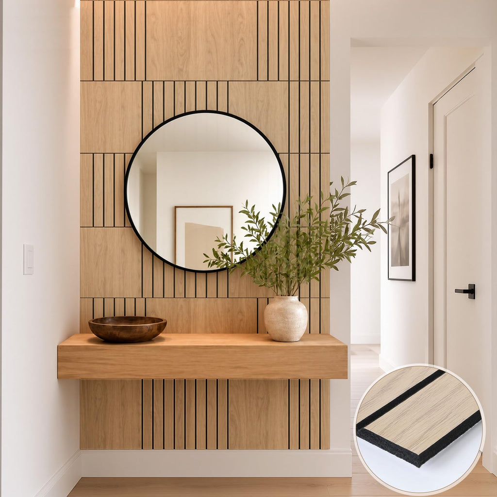 21 Pcs Peel and Stick Wall Panels 3D Wood Slat Oak Wood Fluted