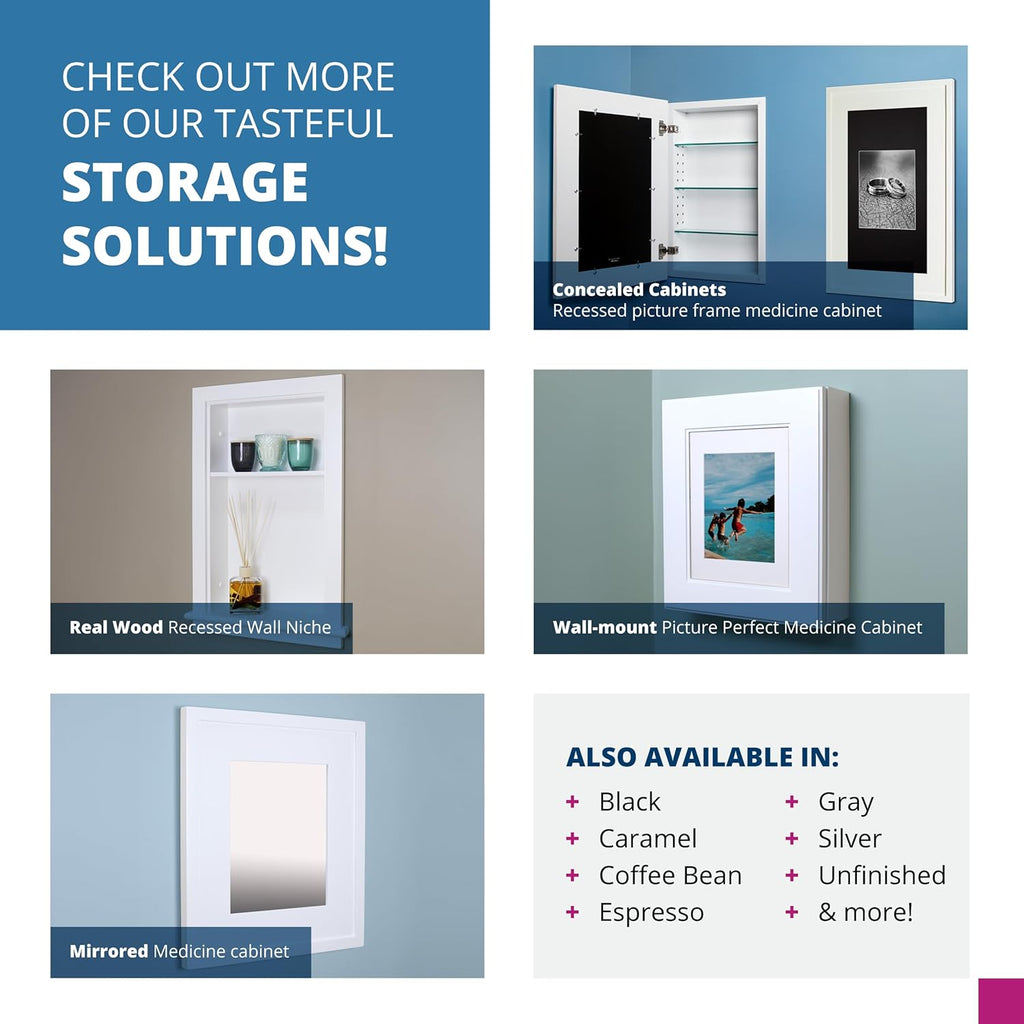 20x17 Picture Perfect Wall Mount Medicine Cabinet, Surface Mounted Storage, Over the Toilet Storage Wall Cabinet