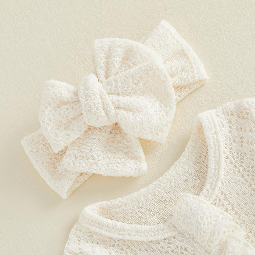 Newborn Baby Girl Footies Romper Ruffle Knitted Jumpsuit