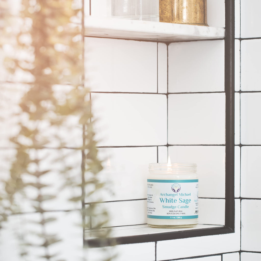 White Sage Candles for Cleansing House Chakra Healing | Energy Cleansing Smudge Candle | Natural Aromatherapy Candle