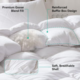 King Goose Feather Down Fiber Comforter - Ultra Soft All-Season Down Duvet Insert Fluffy Baffle Box 
