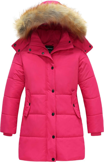 Girls' Waterproof Winter Coat Long Puffer Jacket Warm Parka Hooded
