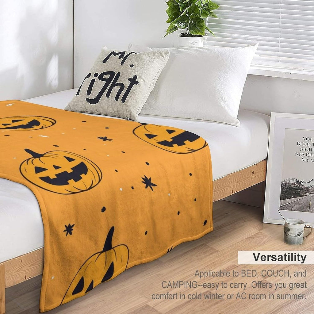 Mystical Dripping Candle Crescent Moon Halloween Fleece Throw Blanket, Warm Witchy Decor Throw Holiday Gathering