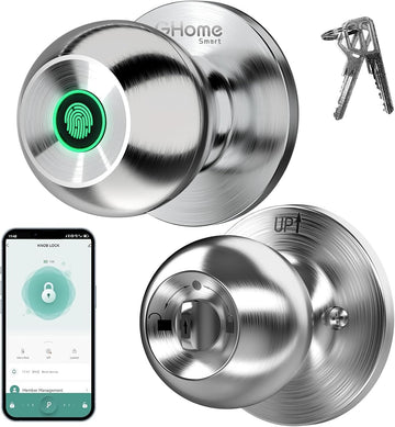 Fingerprint Door Lock, 3 in 1 Smart Fingerprint Door Knob with App Control & Key, Auto Lock, Biometric Door Knobs