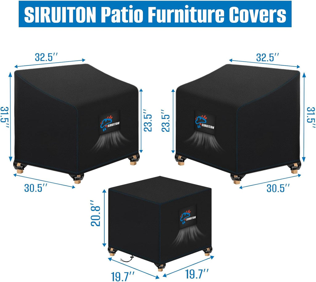 3 Piece Outdoor Veranda Patio Garden Furniture Cover Set | 210D Durable and Water Resistant Fabric,Fit for Outdoor