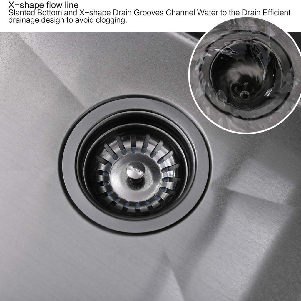 33 Inch Black Drop Sink - VOKIM33x22Inch Top Mount Sink | Workstation Stainless Steel Drop In Sink 16 Gauge Single