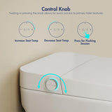 Smart Toilet with Auto Flush and Heated Seat, No Bidet, Foot Sensor Flush, Pre-Wetting, Soft Close Lid, Night Light