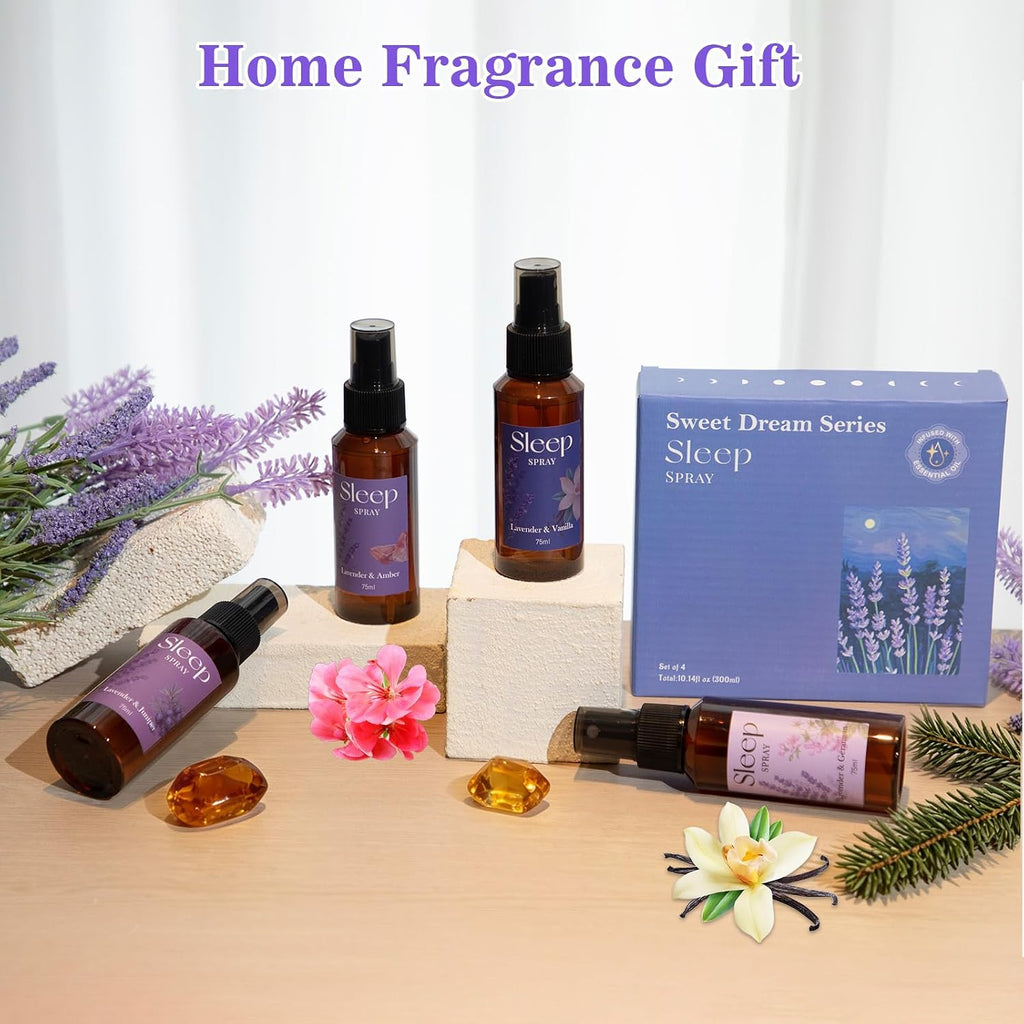 Room Spray with Lavender Essential Oil for Sleep, Pillow Sleep Spray - Set of 4