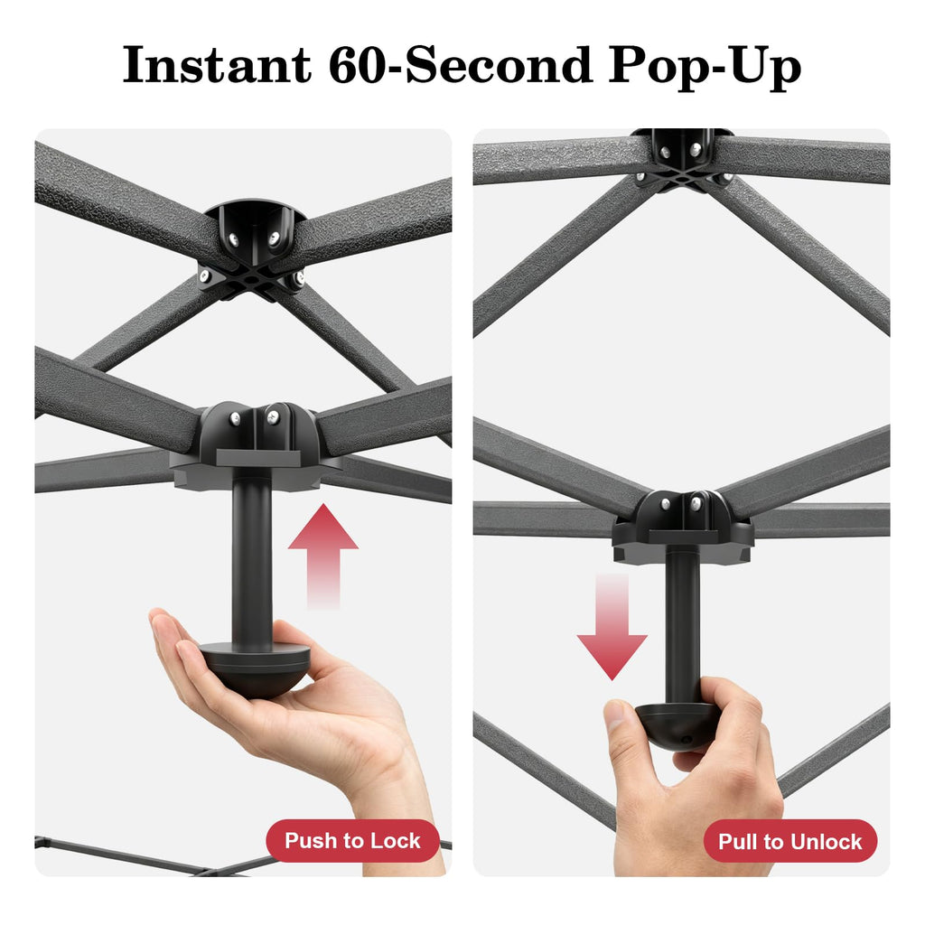 10x10 Pop Up Canopy with Sidewall, One Push Easy Setup, Red