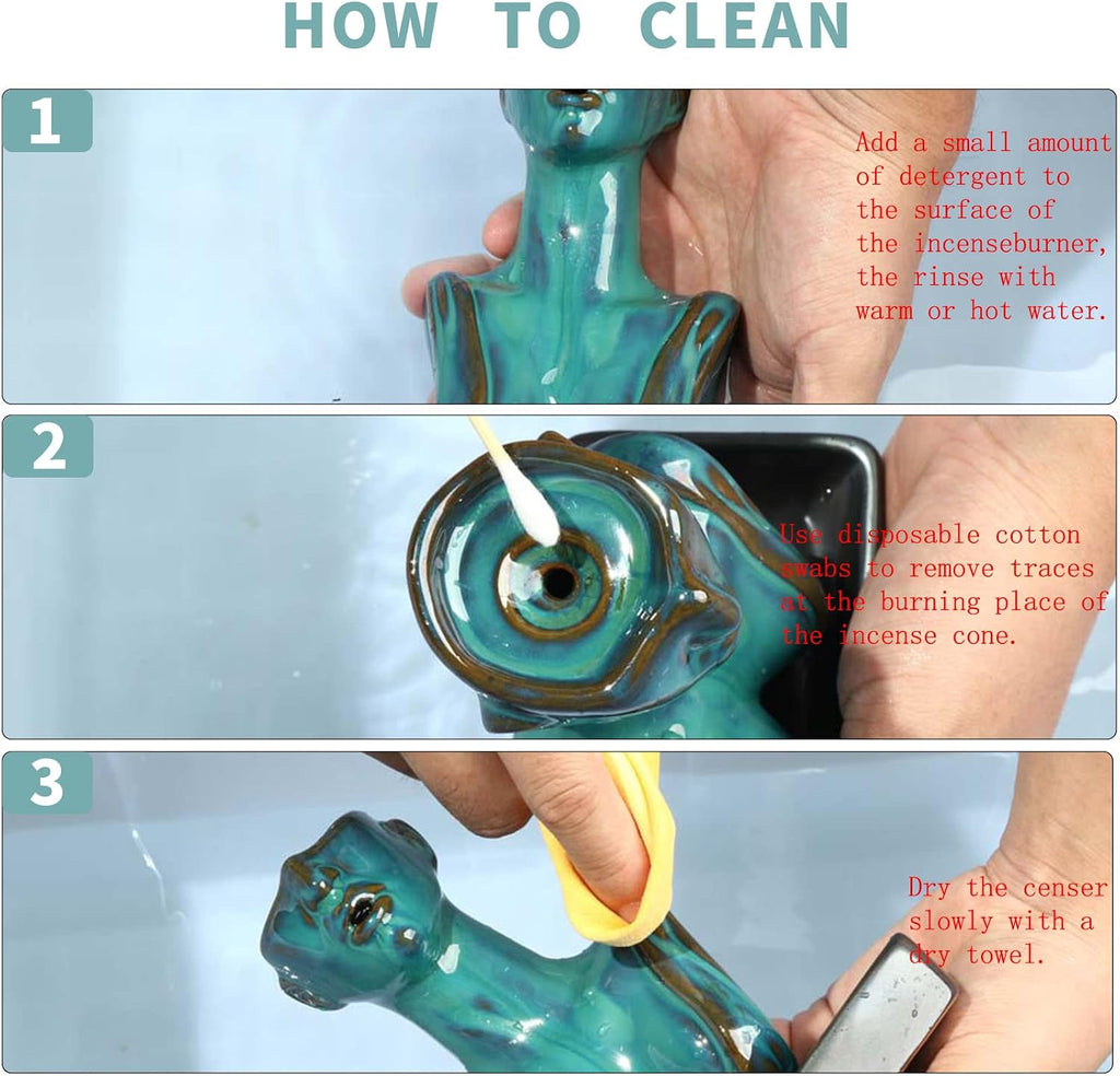 Statue Backflow Incense Holder Waterfall Aromatherapy Ornament Blue