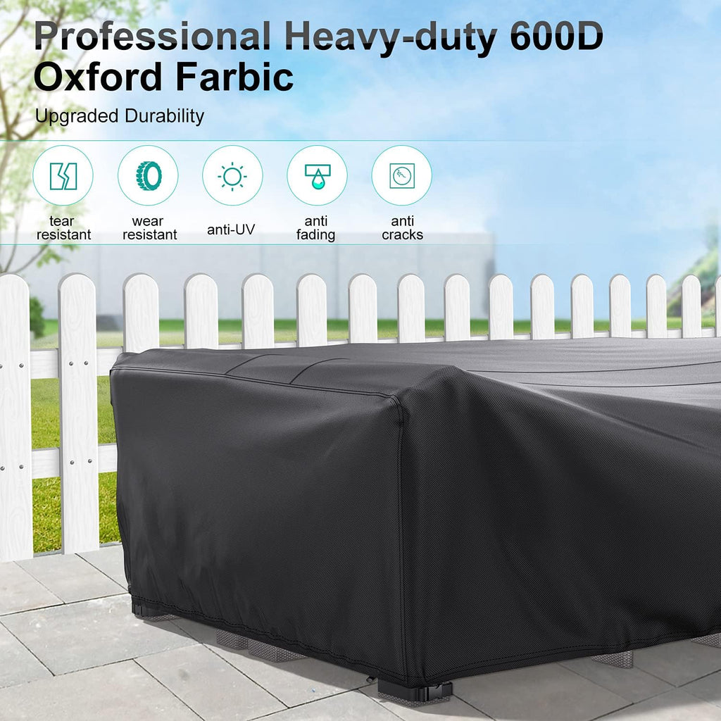 Waterproof Outdoor Patio Furniture Covers 108"L×82"W×28"H Black | Rain, Dust & UV Protection; Heavy-duty Oxford