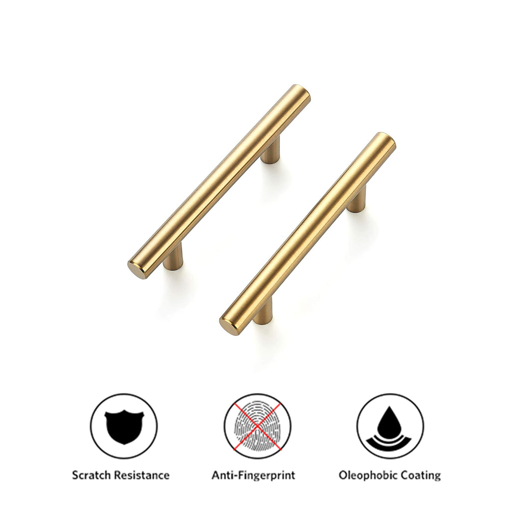 Brushed Brass Cabinet Handles Round Drawer Pulls 6 Inch 60 Pack