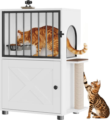 Dog Proof Cat Feeding Station, Dog Proof Cat Feeder, Cat Food Table, White