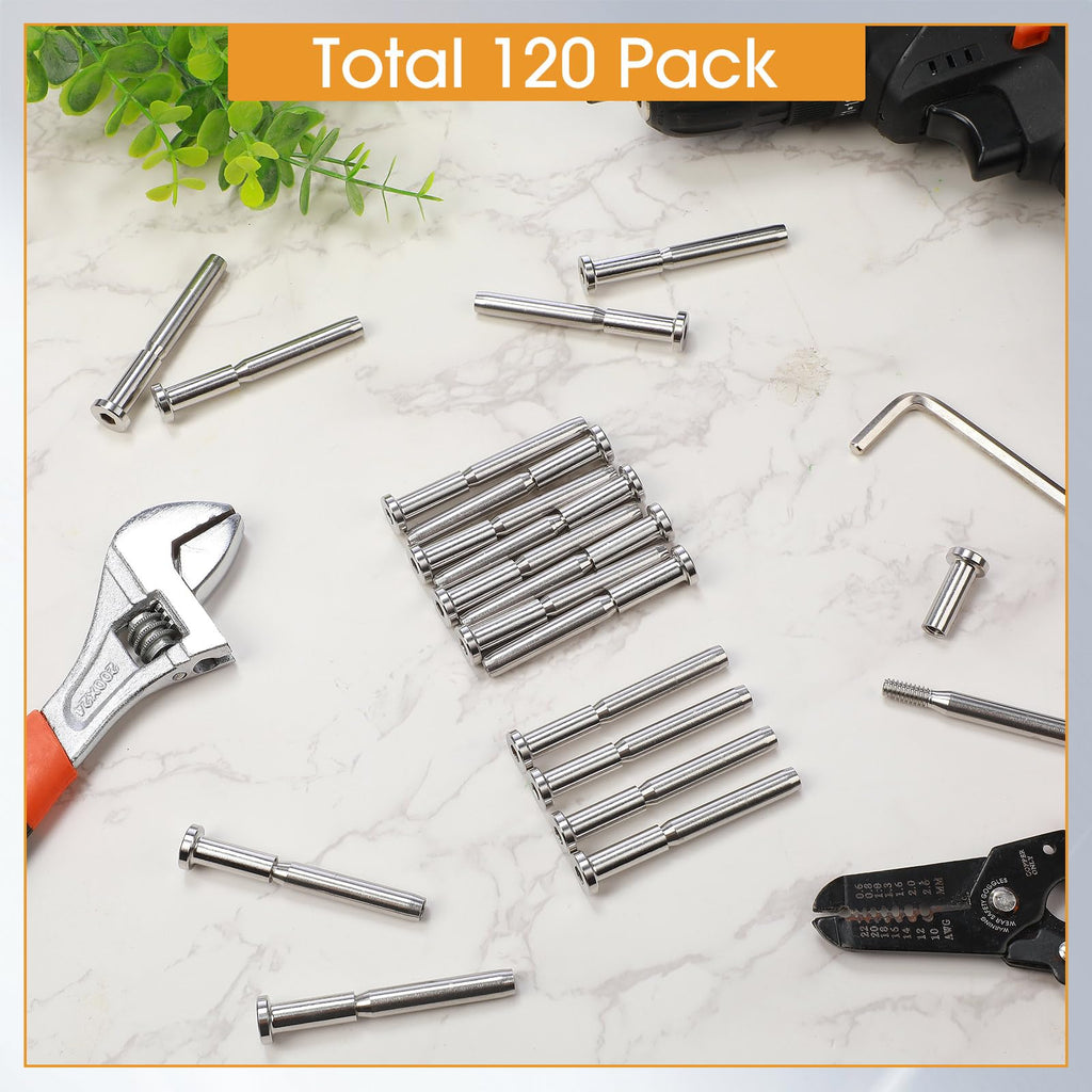 120 Pack 3/16" Stainless Steel Cable Railing Hardware Kit, Silver