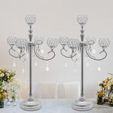 2 Pack 5-Arm Crystal Candelabra Candle Holder 33.8 Inches Tall Floor Candle Holder Candelabras Centerpieces for Table