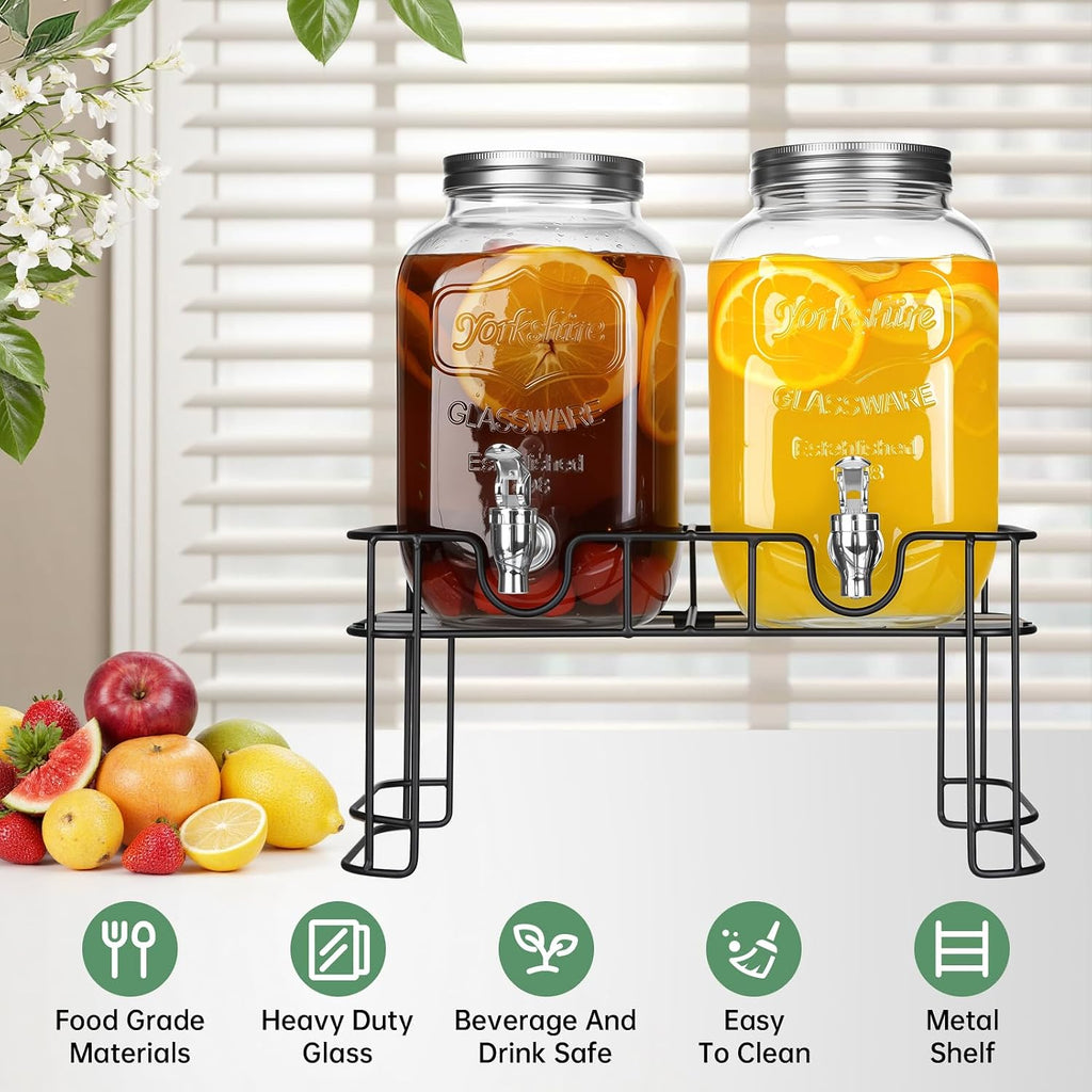 Gallon Jars, (2 Jars) Ice Juice Dispenser - Set of 2
