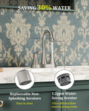 Brushed Nickel Bathroom Faucet 3 Hole, Evolvegoods 4 Inch Stainless Steel Bathroom Sink Faucet