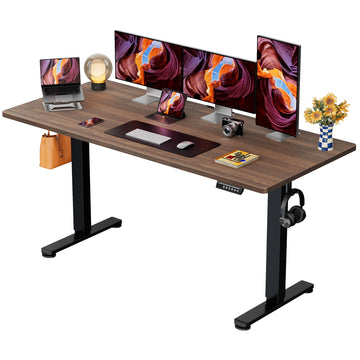 Height Adjustable Electric Standing Desk, 71 x 30 Inches Sit Stand up Desk, Memory Computer Home Office Desk, Dark
