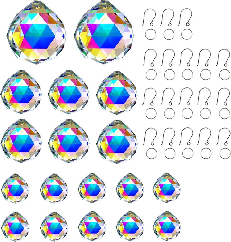OLDENHAITAI 18pcs Crystal Prism Ball Suncatcher, Hanging Crystals Clear AB - Pendant for Window, Home