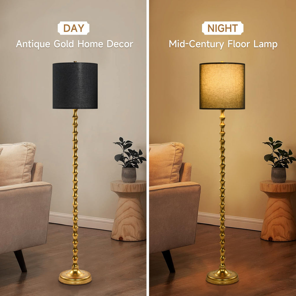 64.5" Black Gold Floor Lamp, Brass Floor Lamps