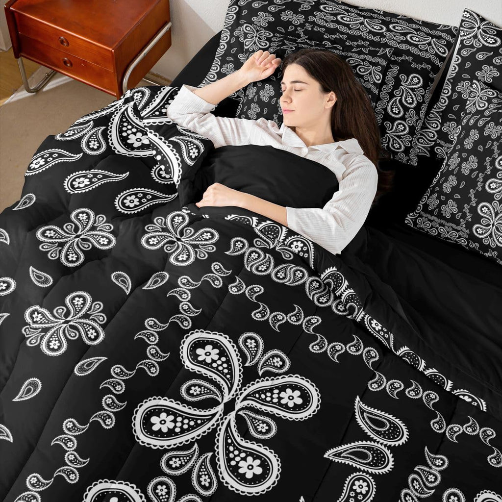 Paisley Comforter Set Queen Size 7 Pieces Boho Jacquard